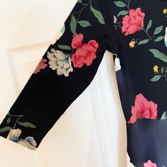 Long sleeve floral black flare dress NWT - Picture 3 of 5